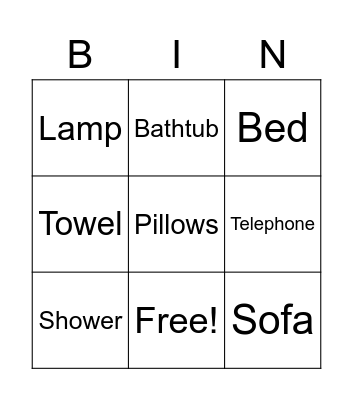 Things in a house Bingo Card