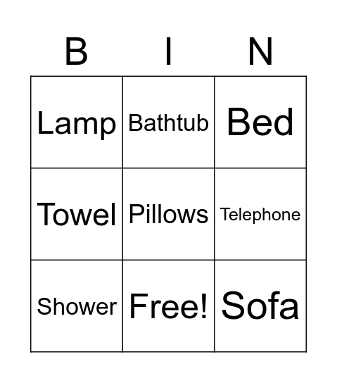 Things in a house Bingo Card