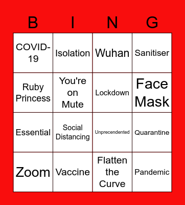 Covid Bingo Card