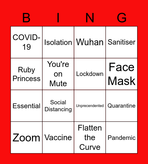Covid Bingo Card