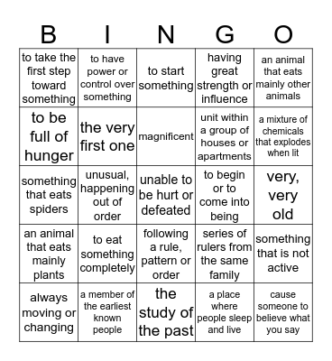 Chapters 6-8 Level B Bingo Card