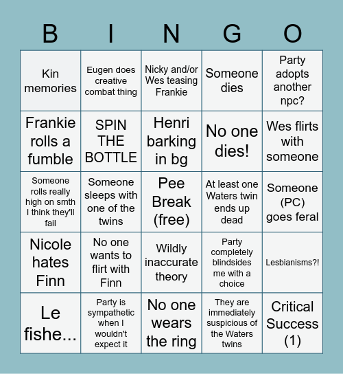 Red Tide................. Bingo Card