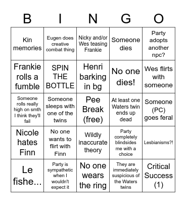 Red Tide................. Bingo Card