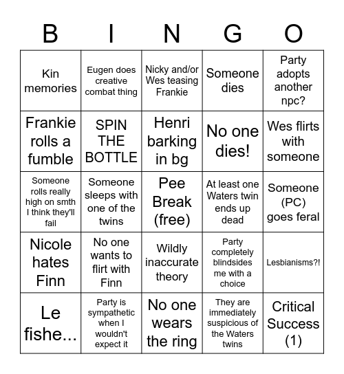 Red Tide................. Bingo Card