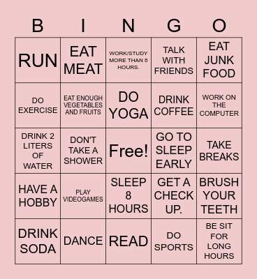 HABITS Bingo Card