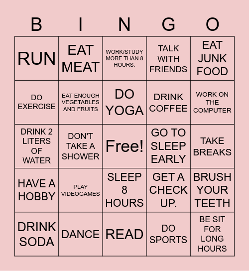 HABITS Bingo Card