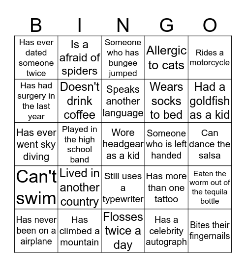 Christmas Party Bingo Card