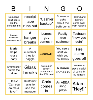 Goodwill Bingo Card