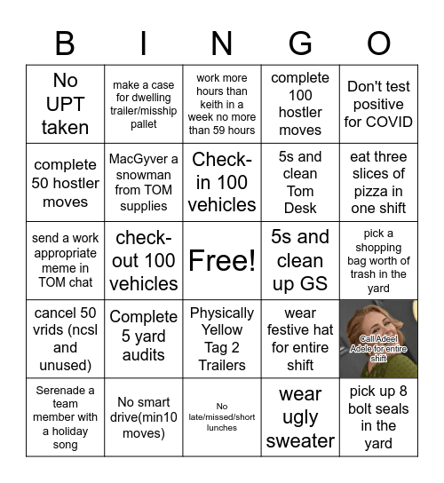 TOM PEAK 2020 Bingo Card