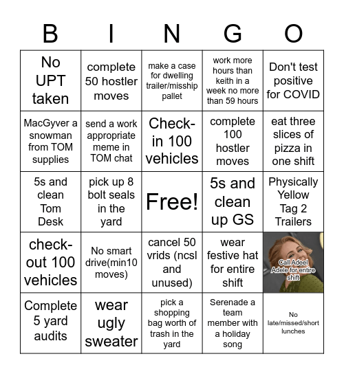 TOM PEAK 2020 Bingo Card