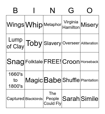 The People Could Fly Bingo Card