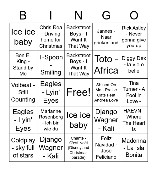 Yacht Kerstbingo Card