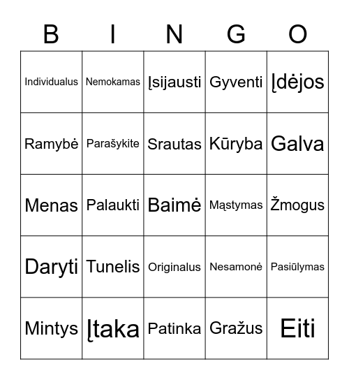Susirinkimas Bingo Card