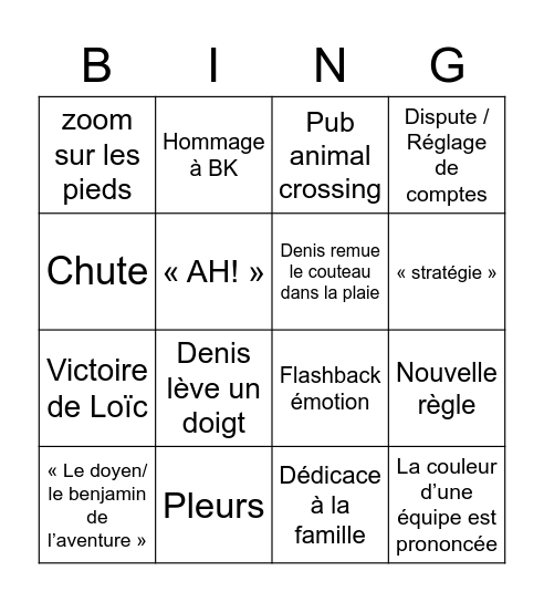 Bingoh-Lanta Bingo Card