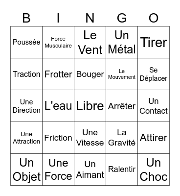 Les Forces en Action! Bingo Card