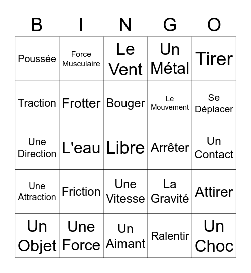 Les Forces en Action! Bingo Card