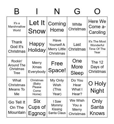 Merry Christmas, Ya Filthy Animal Music Bingo Card