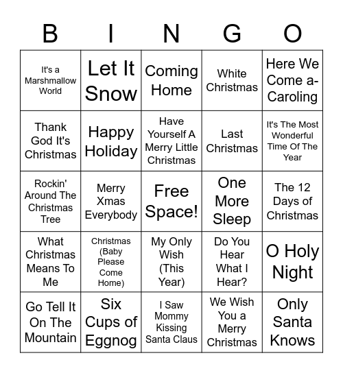 Merry Christmas, Ya Filthy Animal Music Bingo Card