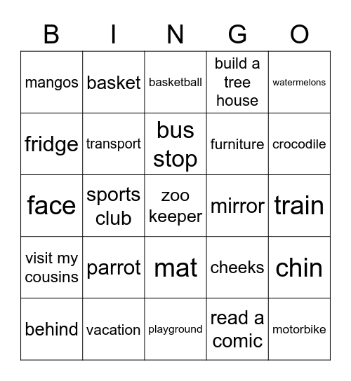 Super Minds 2 Bingo Card