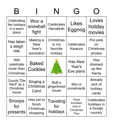 Holiday Bingo Card