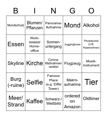 Christmas Foto Viewing Bingo Card