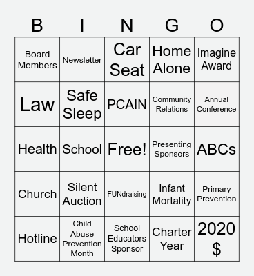 Prevent Child Abuse Howard County Bingo Card