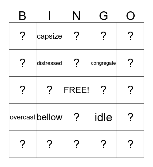 5th Grade Vocabulary Bingo Card