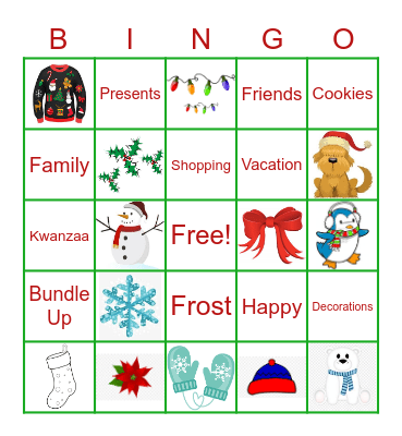 Winter Wonderland Bingo Card