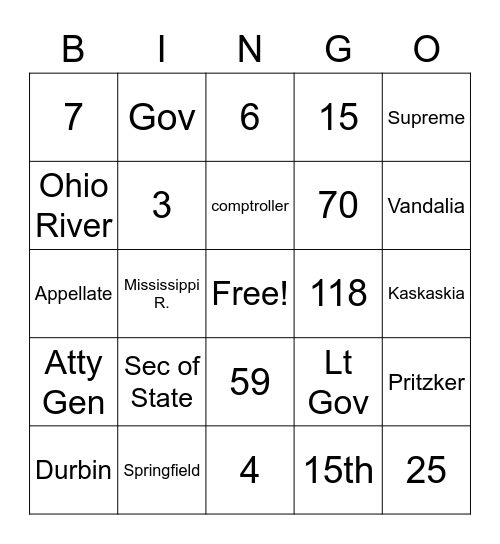 Illinois Bingo Card