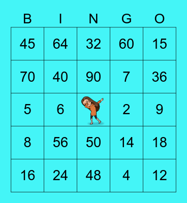Multiplication Bingo (10s, 5s, 4s, 2s, 8s, 1s) Bingo Card
