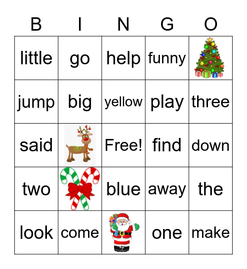 Sight Word Bingo Card