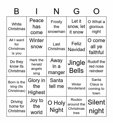 Harvest Youth Christmas Bingo Card