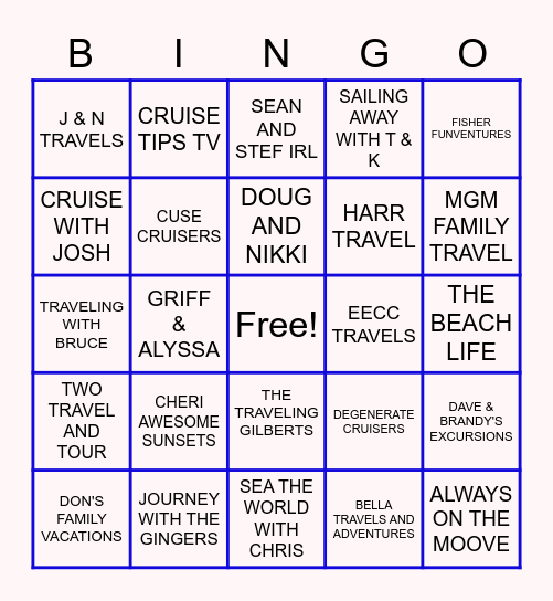 CRUISE CHANNEL BINGO Card