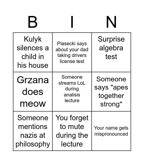 Untitled Bingo Card