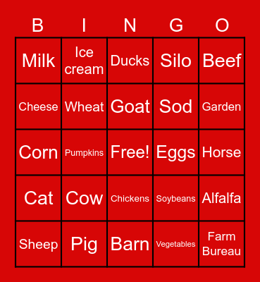 Farm Bureau Bingo Card