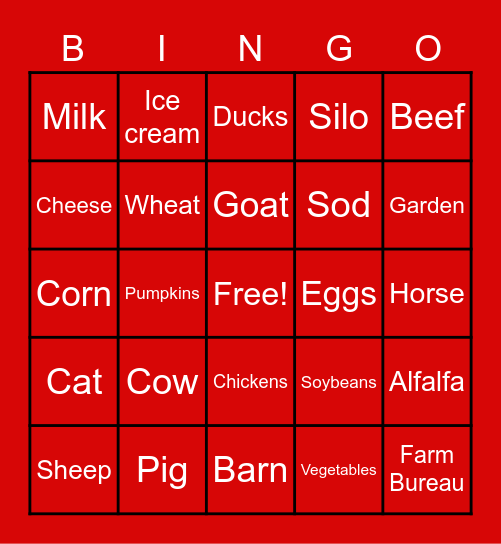 Farm Bureau Bingo Card