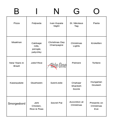 Team Holiday Celebration Bingo Card