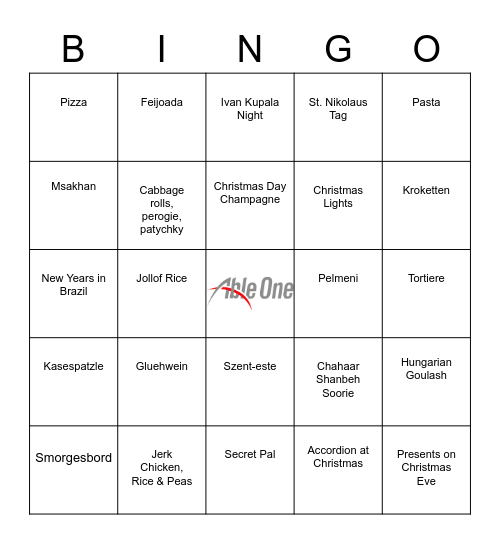 Team Holiday Celebration Bingo Card