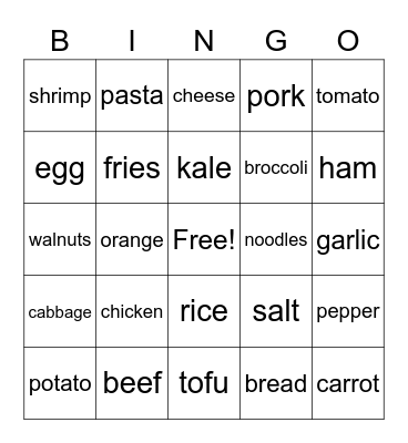 holiday potluck Bingo Card