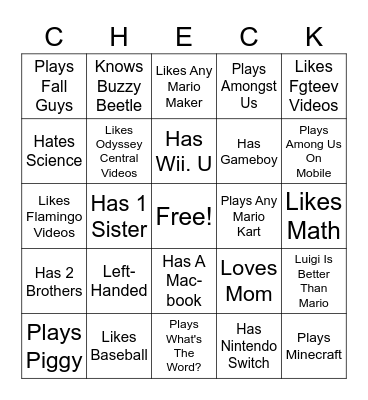 CHECK Bingo Card