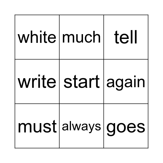 Ryleigh's Bingo Card