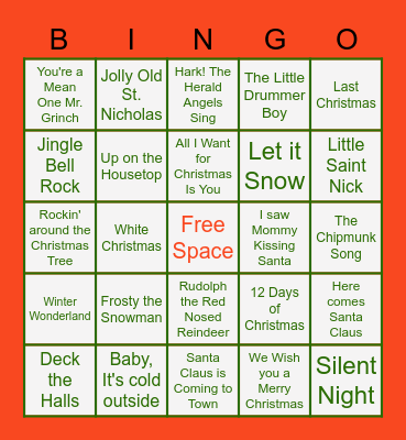 Christmas Music Bingo Card