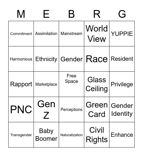 Multicultural EBRG Bingo Card