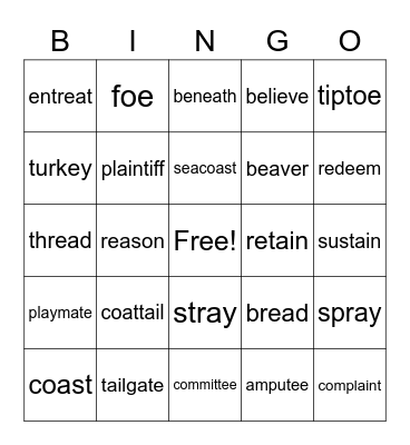 Vowel teams 2 Bingo Card