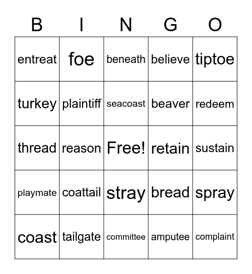 Vowel teams 2 Bingo Card