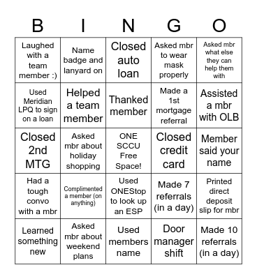Day in the Life of SCCU Bingo Card