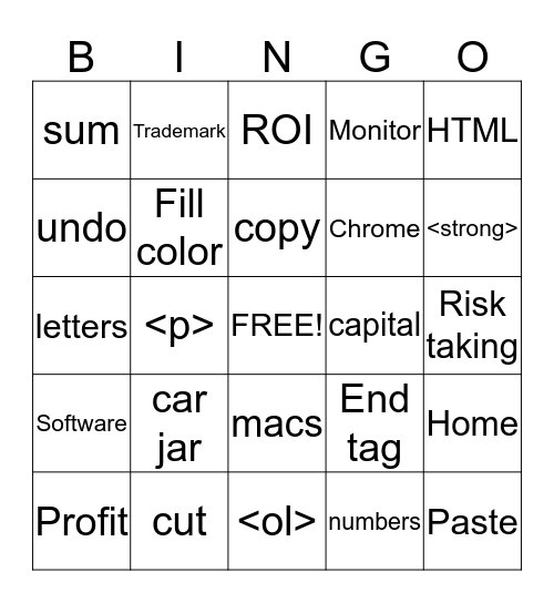 Comp lit. final  Bingo Card