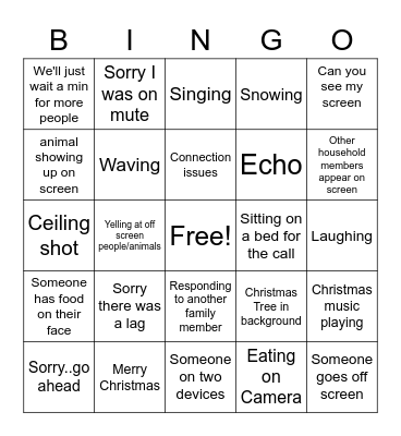 Virtual Christmas Party Bingo Card