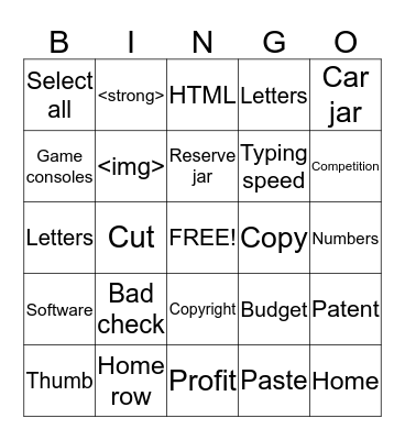 Computer literacy final exam Bingo Card