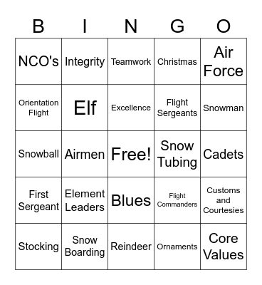 Civil Air Patrol/Christmas Bingo Card